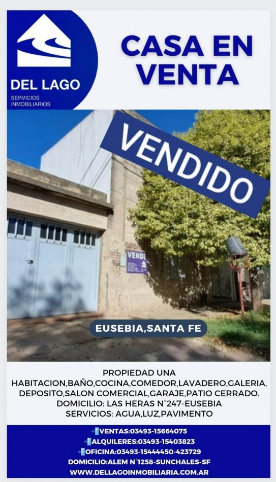 PROPIEDAD EN VENTA EUSEBIA 